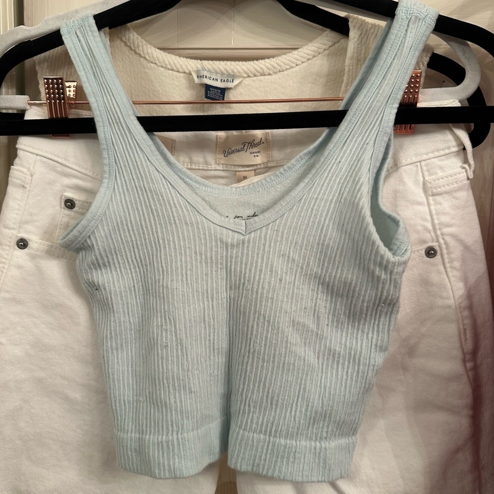 Light Blue Ribbed Tank Top